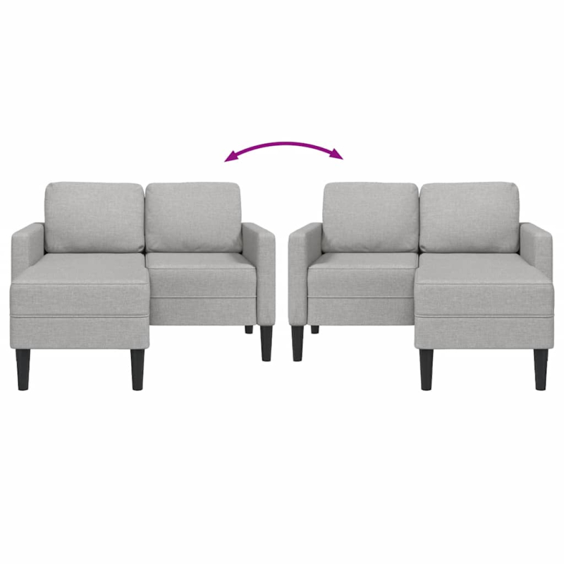 2-Sitzer-Sofa mit Chaiselongue L-Form Wolkengrau 125 cm Stoff