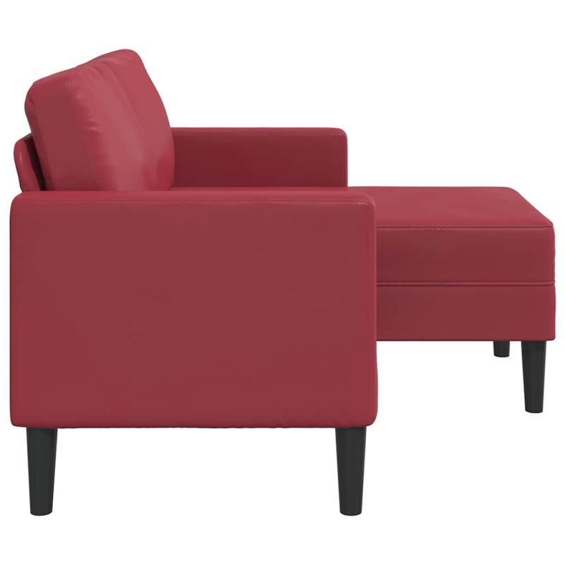 2-Sitzer-Sofa mit Chaiselongue L-Form Weinrot 125 cm Kunstleder