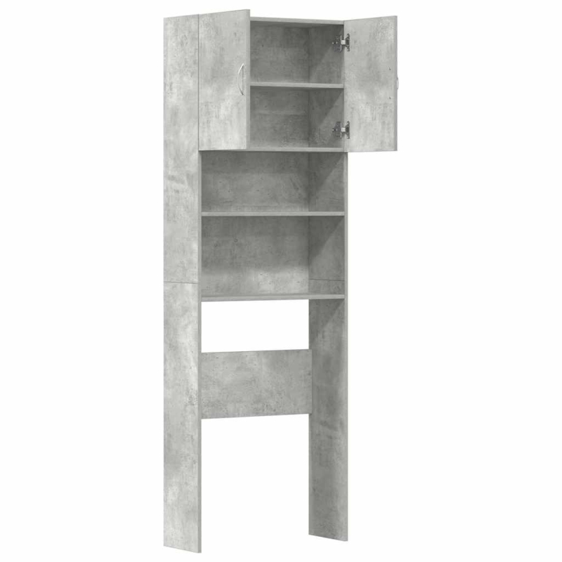 Waschmaschinenschrank Betongrau 64x24x190 cm Holzwerkstoff