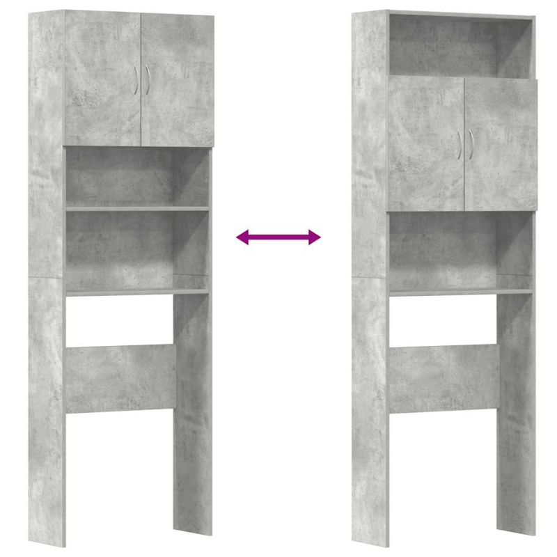 Waschmaschinenschrank Betongrau 64x24x190 cm Holzwerkstoff