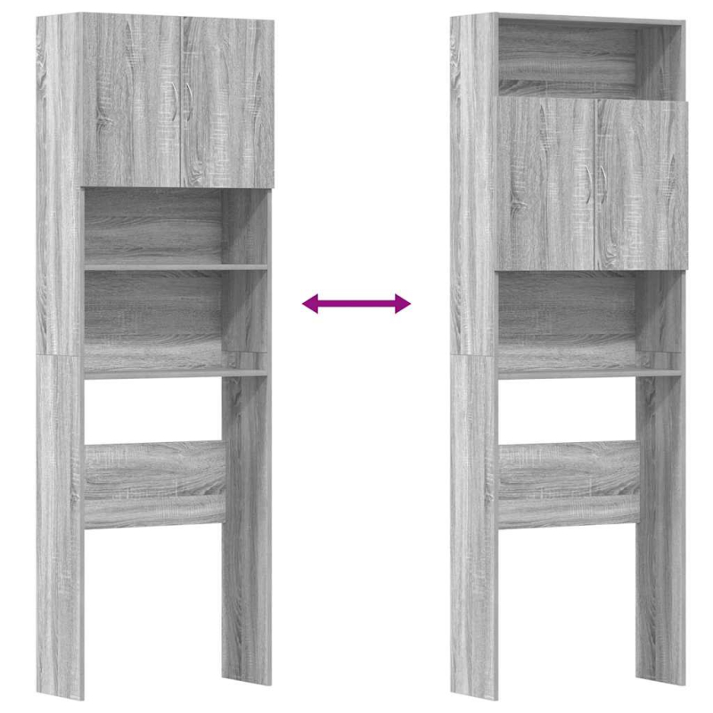 Waschmaschinenschrank Grau Sonoma 64x24x190 cm Holzwerkstoff