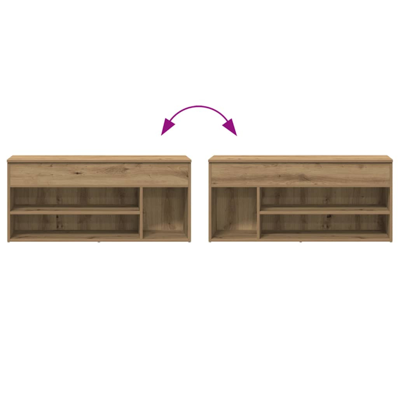 Schuhbank Artisan-Eiche 102x30,5x45 cm Holzwerkstoff