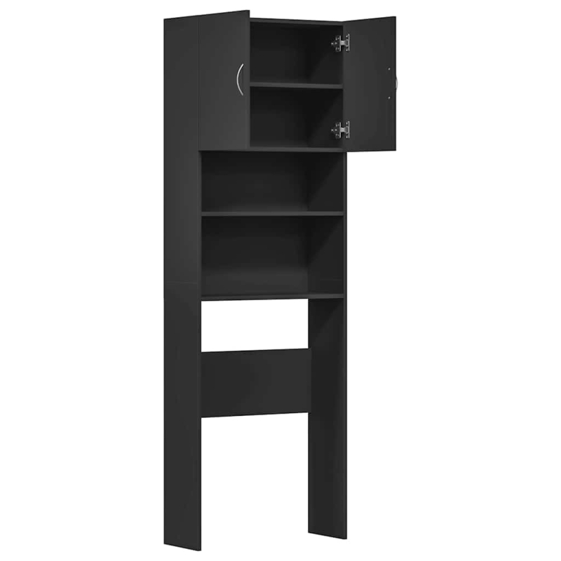 Waschmaschinenschrank Schwarz 64x24x190 cm Holzwerkstoff