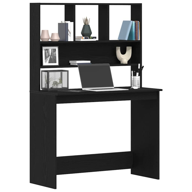 Schreibtisch mit Regalen Schwarz Eichen-Optik 102x45x148 cm