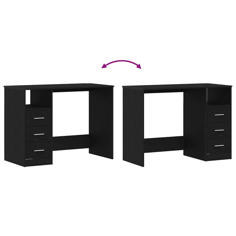 Schreibtisch mit Schubladen Schwarz Eichen-Optik 102x50x76 cm