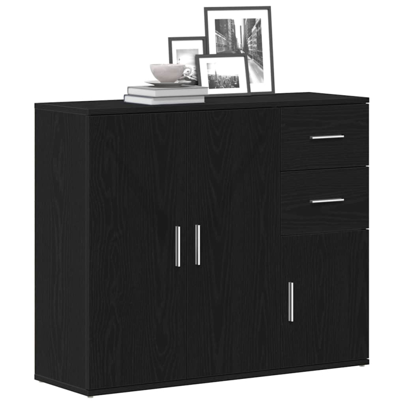 Sideboard Schwarz Eichen-Optik 91x29,5x75 cm Holzwerkstoff