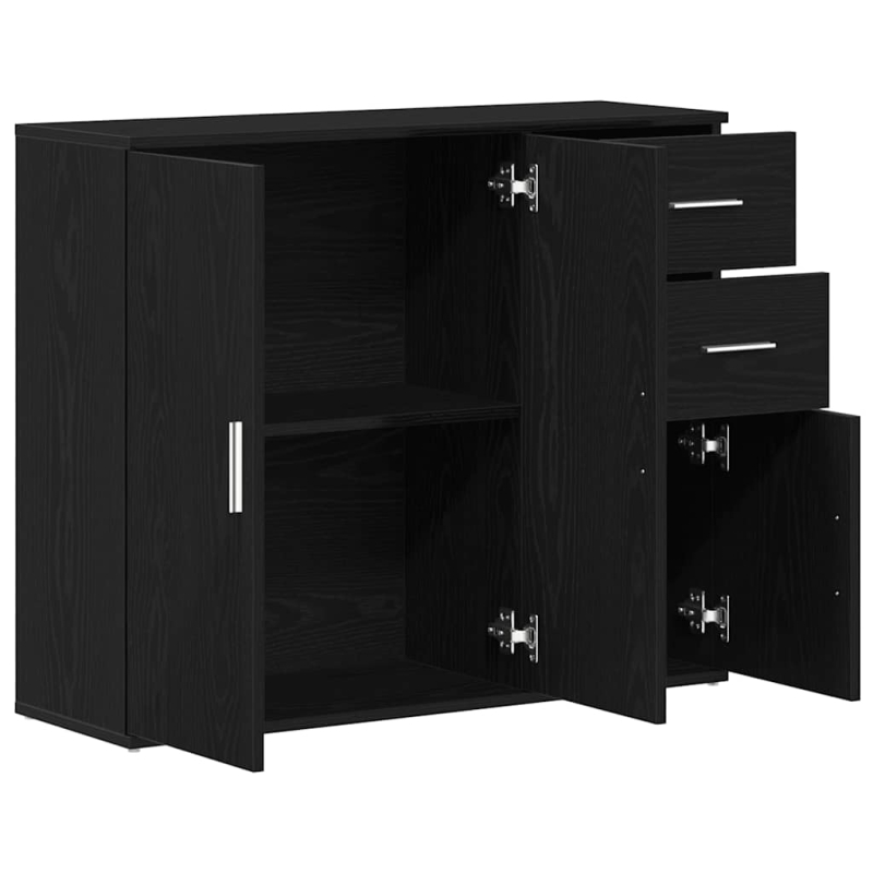 Sideboard Schwarz Eichen-Optik 91x29,5x75 cm Holzwerkstoff