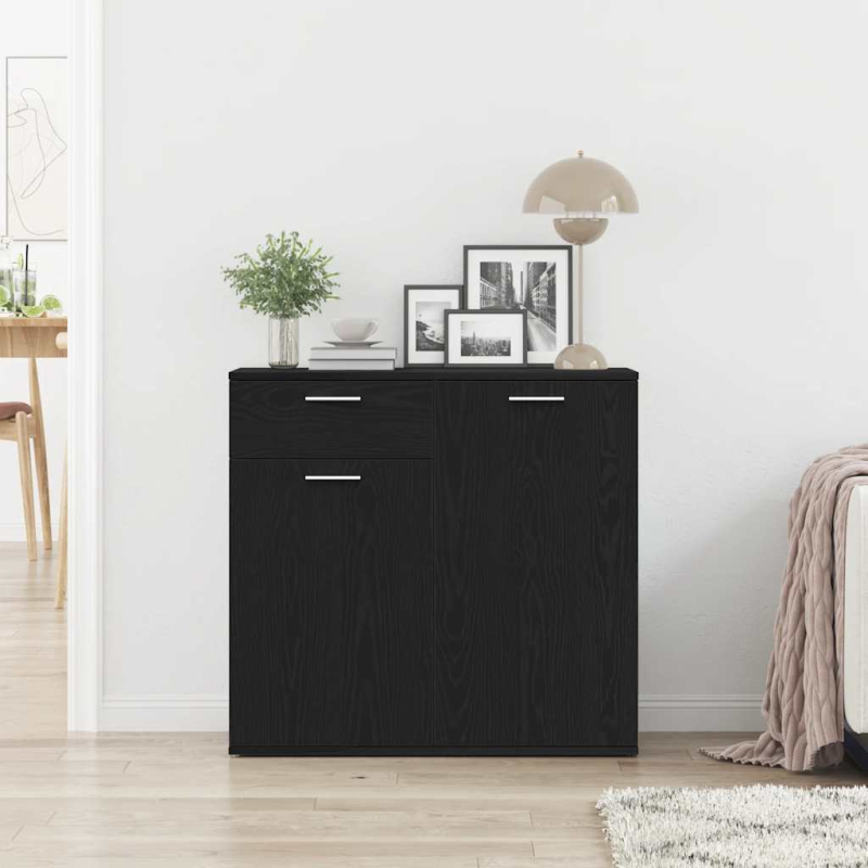 Sideboard Schwarz Eichen-Optik 80x36x75 cm Holzwerkstoff