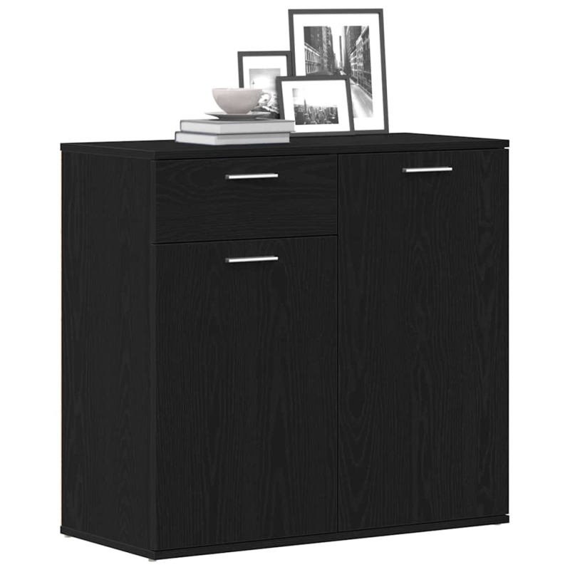Sideboard Schwarz Eichen-Optik 80x36x75 cm Holzwerkstoff