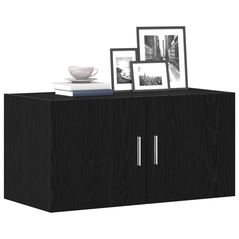 Wandschrank Schwarz Eichen-Optik 80x39x40 cm Holzwerkstoff