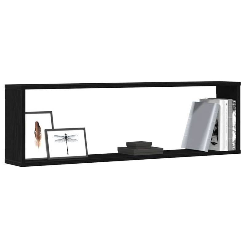 Würfelregale 2 Stk. Schwarz Eichen-Optik 100x15x30 cm