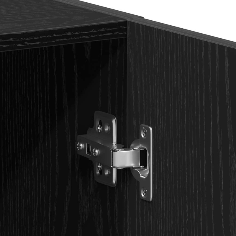 Waschmaschinenschrank Schwarz Eichen-Optik 64x25,5x190 cm