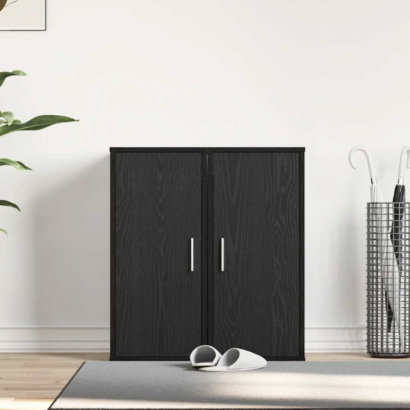 Schuhschränke 2 Stk. Schwarz Eichen-Optik 32x35x70 cm