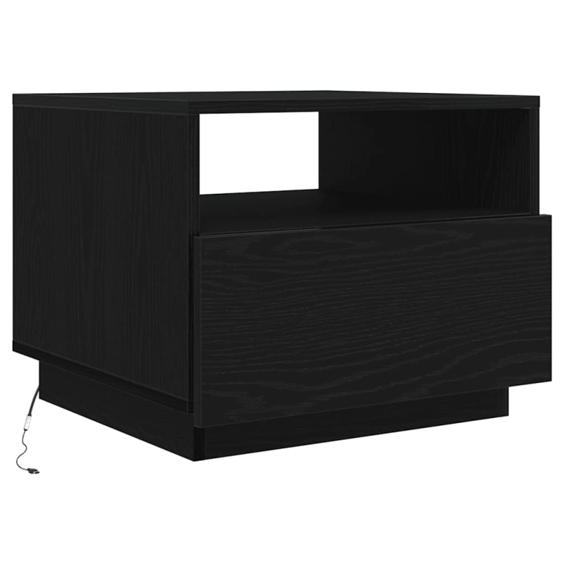 Couchtisch mit LED-Leuchten Schwarz Eichen-Optik 50x49x40 cm