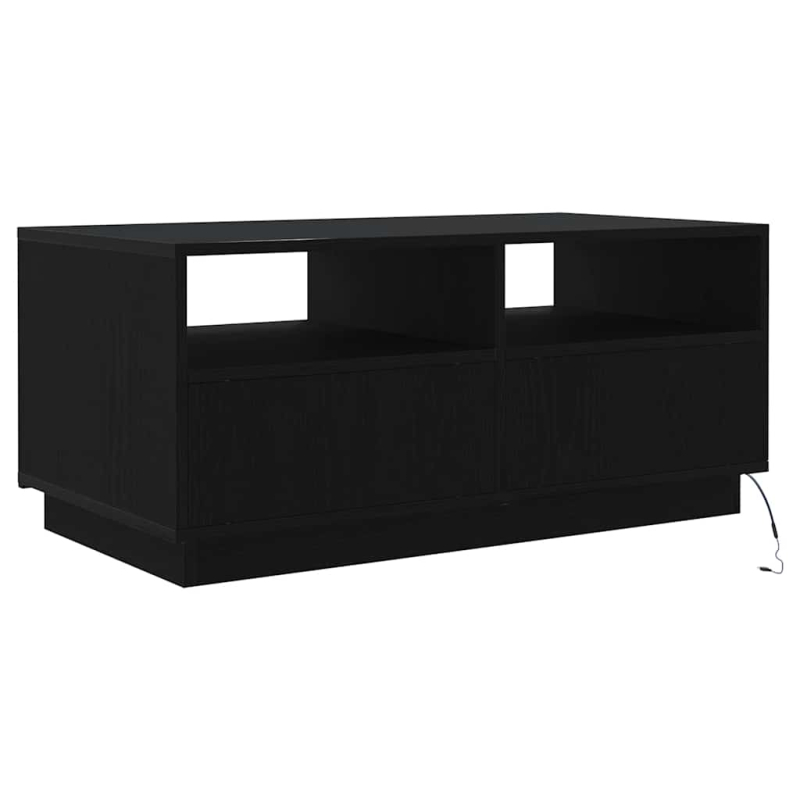 Couchtisch mit LED-Leuchten Schwarz Eichen-Optik 90x49x40 cm