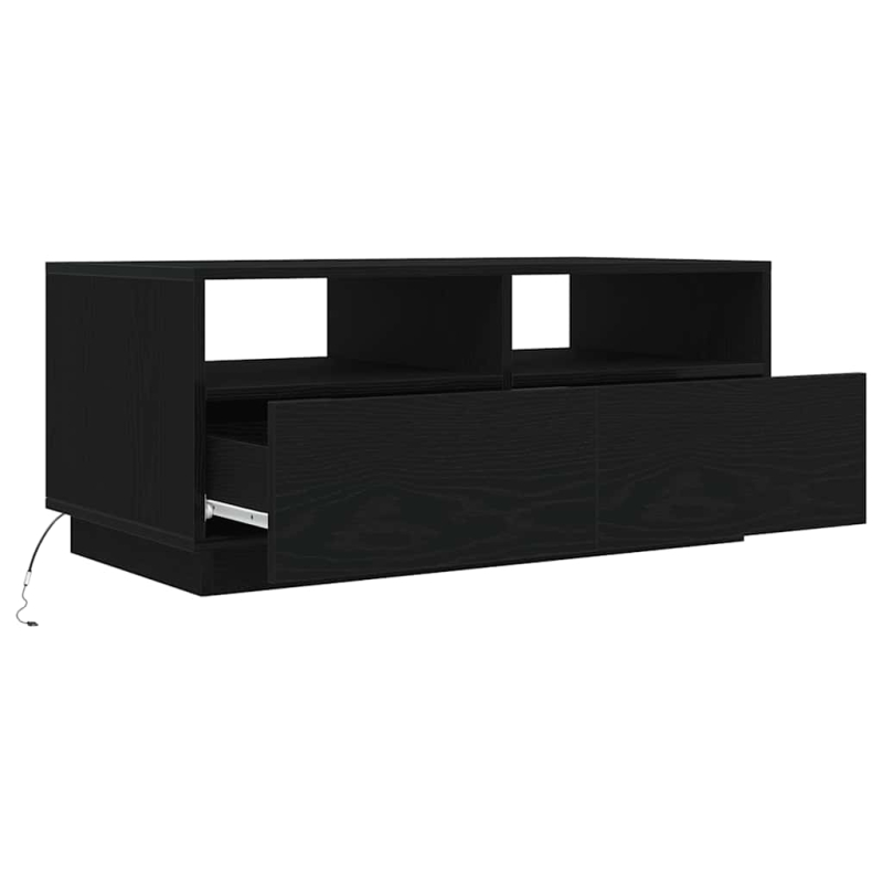 Couchtisch mit LED-Leuchten Schwarz Eichen-Optik 90x49x40 cm