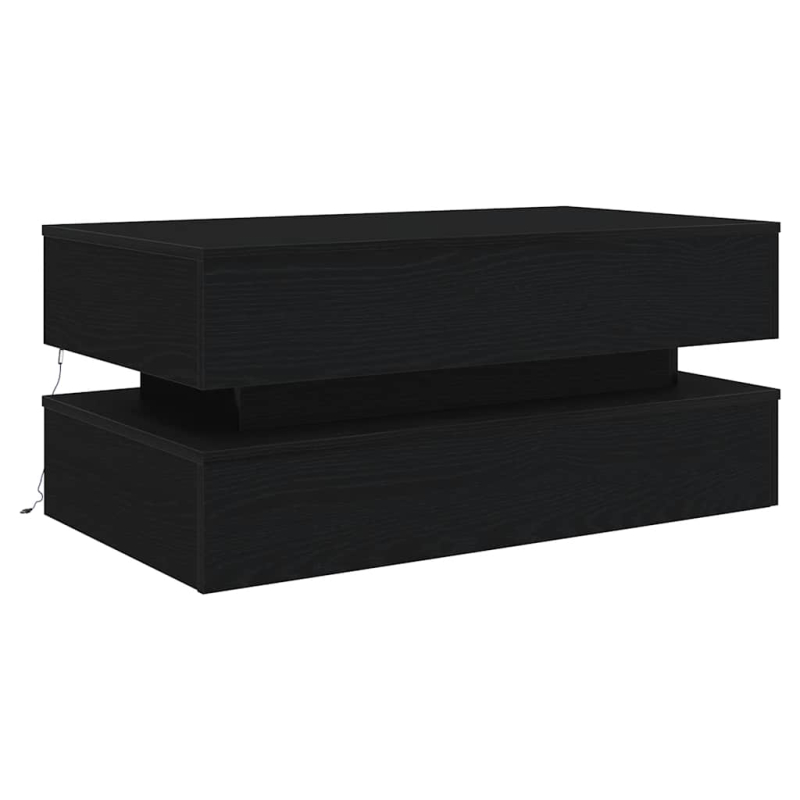 Couchtisch mit LED-Leuchten Schwarz Eichen-Optik 90x50x40 cm