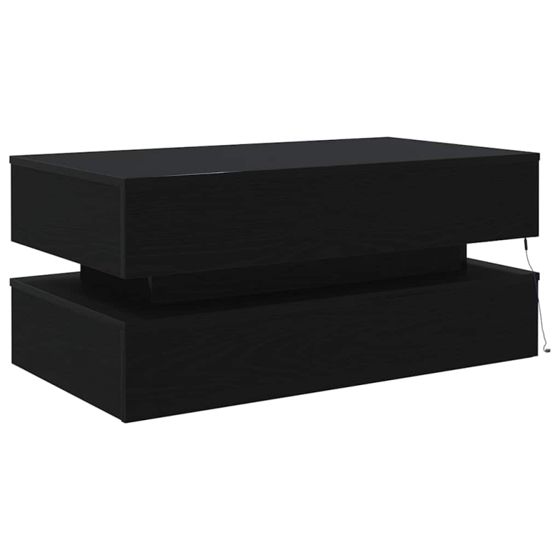 Couchtisch mit LED-Leuchten Schwarz Eichen-Optik 90x50x40 cm