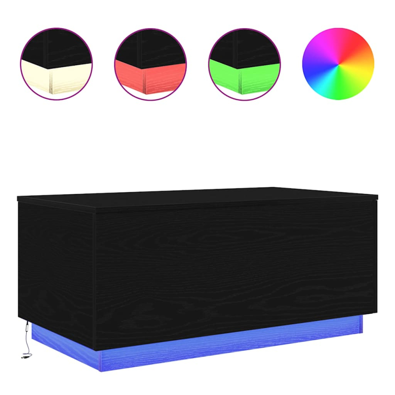 Couchtisch mit LED-Leuchten Schwarz Eichen-Optik 90x50x40 cm