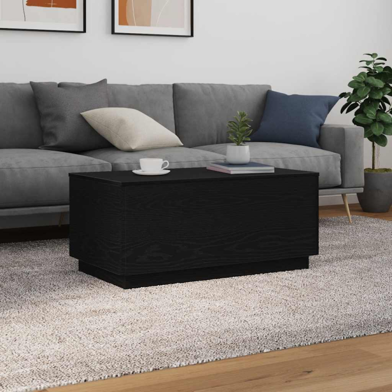 Couchtisch mit LED-Leuchten Schwarz Eichen-Optik 90x50x40 cm