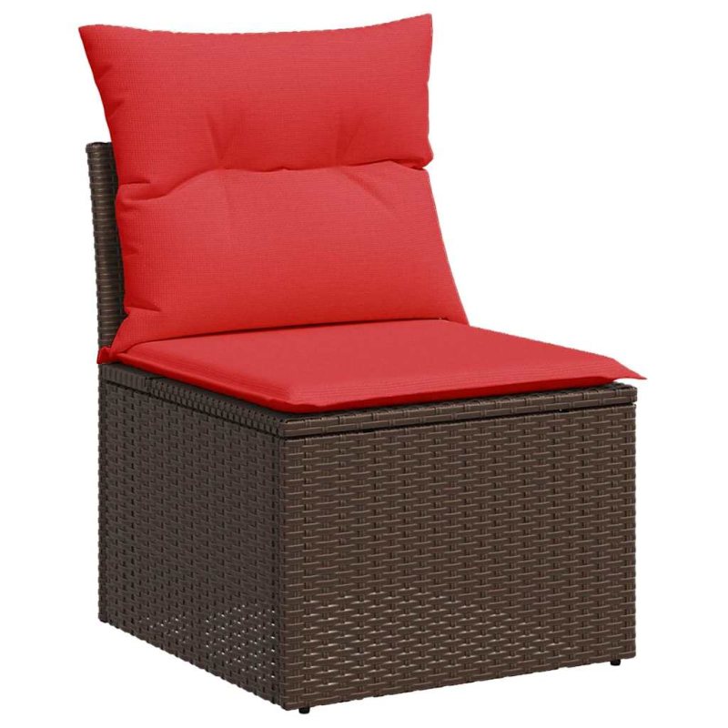 10-tlg. Garten-Sofagarnitur mit Kissen Braun Poly Rattan