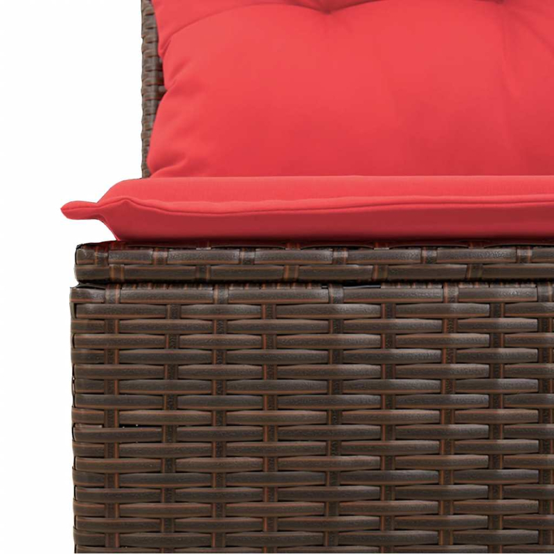 10-tlg. Garten-Sofagarnitur mit Kissen Braun Poly Rattan Akazie