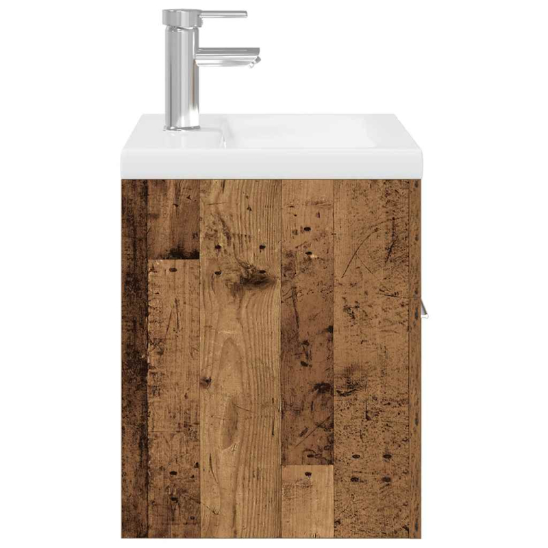 Waschbeckenunterschrank mit Einbaubecken und Wasserhahn