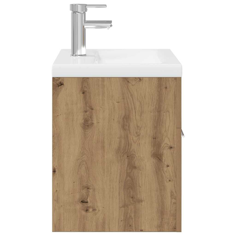 Waschbeckenunterschrank mit Einbaubecken und Wasserhahn