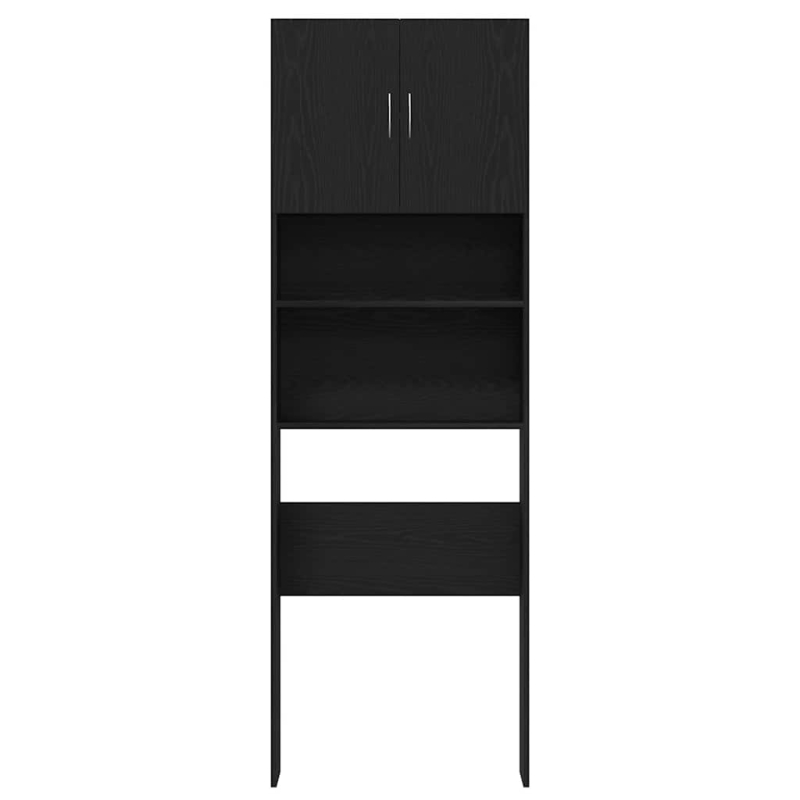 Waschmaschinenschrank Schwarz Eichen-Optik 64x24x190 cm