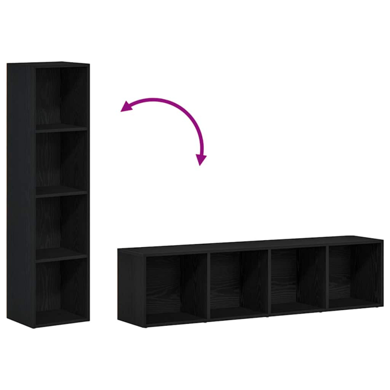 Bücherregal Schwarz Eichen-Optik 36x30x143 cm Holzwerkstoff