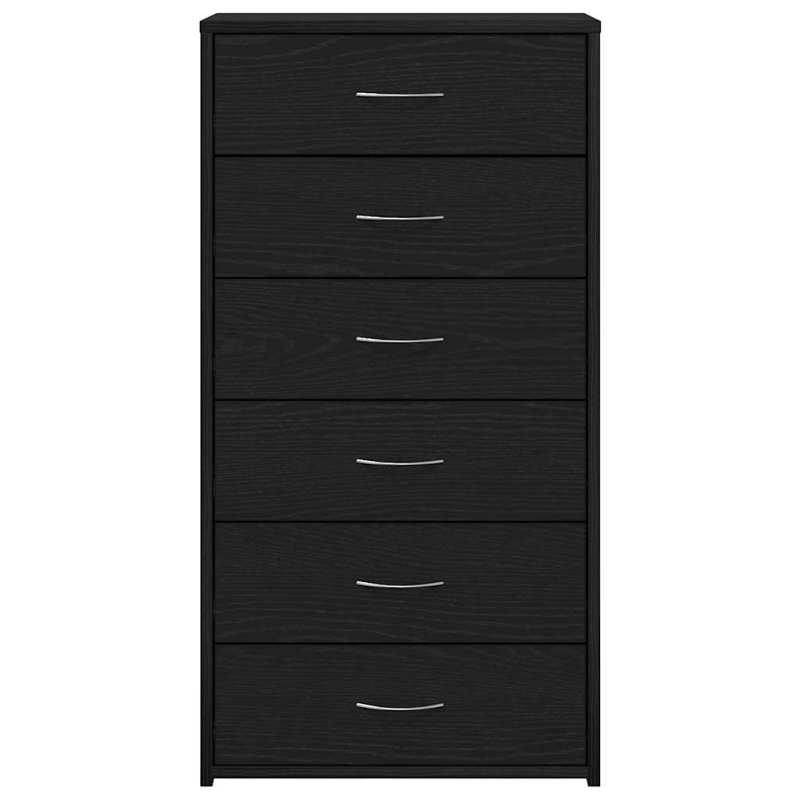 Sideboard mit 6 Schubladen Schwarz Eichen-Optik 50x34x96 cm