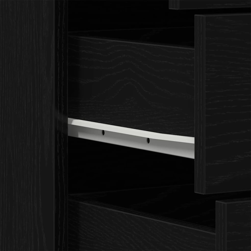 Sideboard mit 6 Schubladen Schwarz Eichen-Optik 50x34x96 cm