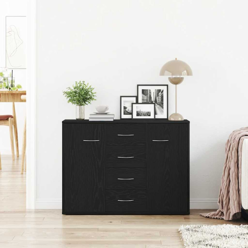 Sideboard Schwarz Eichen-Optik 88x30x64 cm Holzwerkstoff