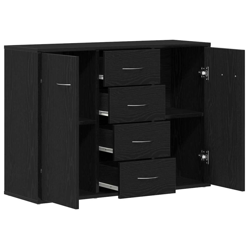 Sideboard Schwarz Eichen-Optik 88x30x64 cm Holzwerkstoff