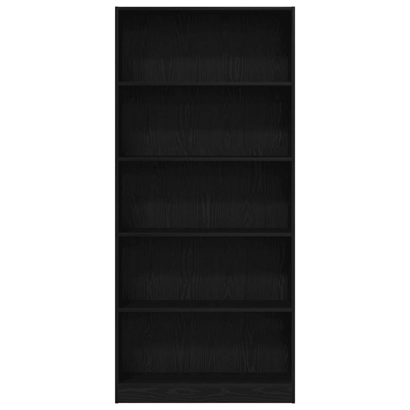 Bücherregal Schwarz Eichen-Optik 80x24x176 cm Holzwerkstoff