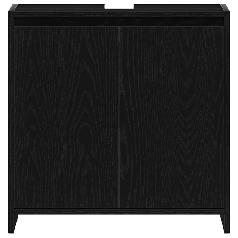 Badschrank Schwarz Eichen-Optik 60x33x61 cm Holzwerkstoff