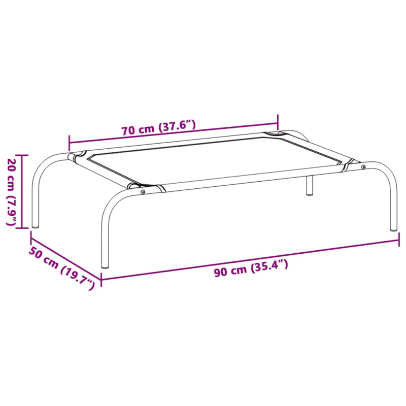 Hundebett Erhöht Grau 90x50x20 cm Textilene und Stahl