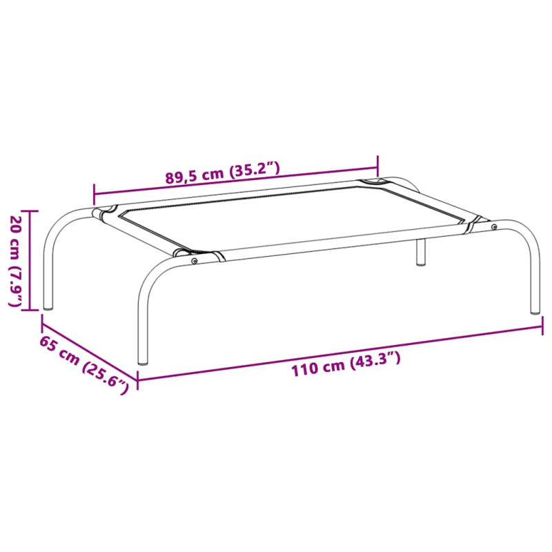 Hundebett Erhöht Grau 110x65x20 cm Oxford-Gewebe und Stahl