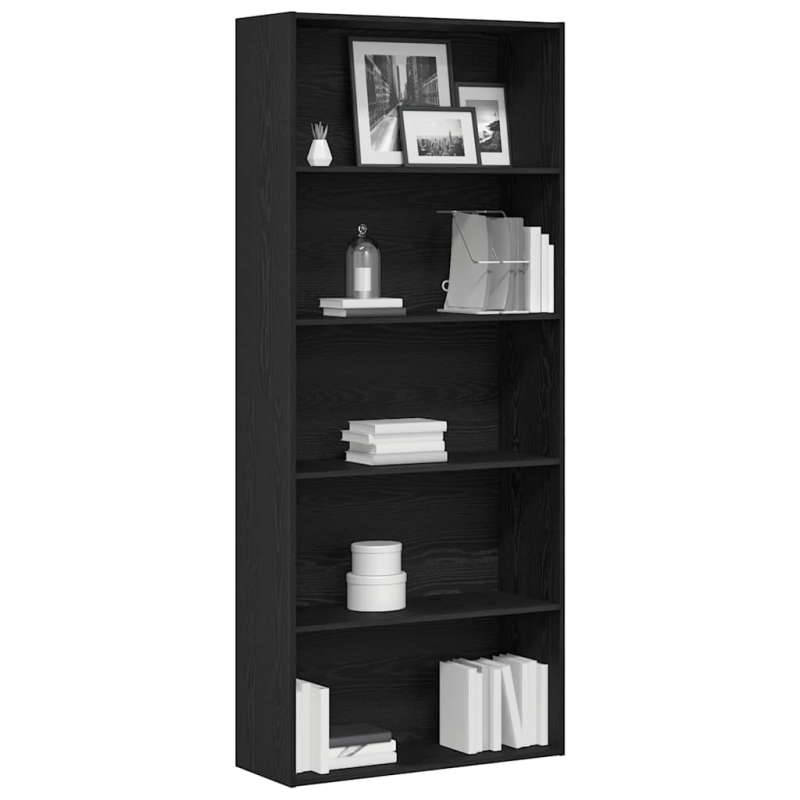 Bücherregal Schwarz Eichen-Optik 80x30x189 cm Holzwerkstoff