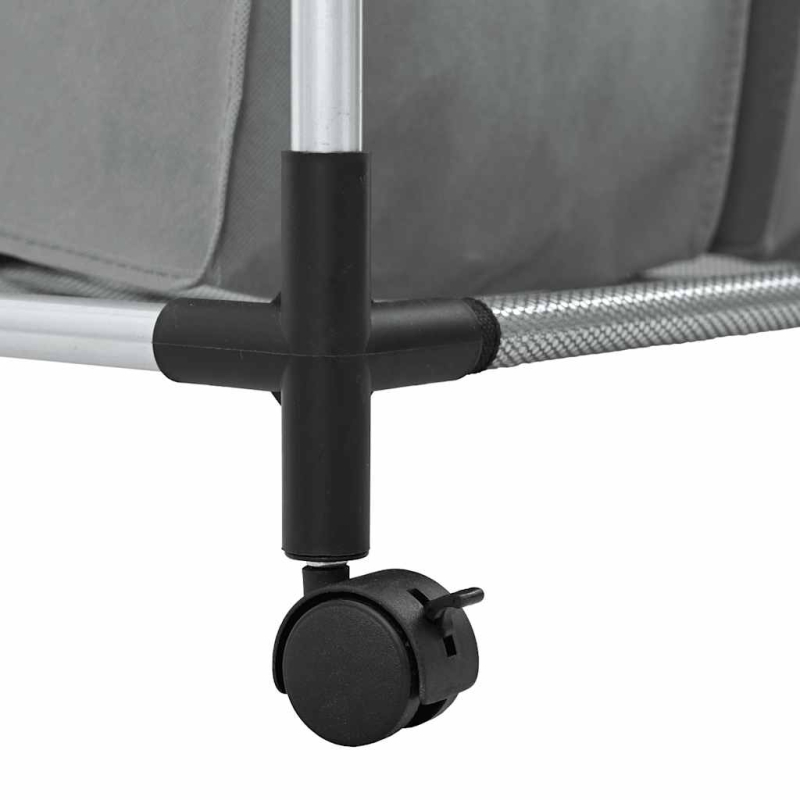 Wäschekorb mit Rollen 3 Fächer Grau