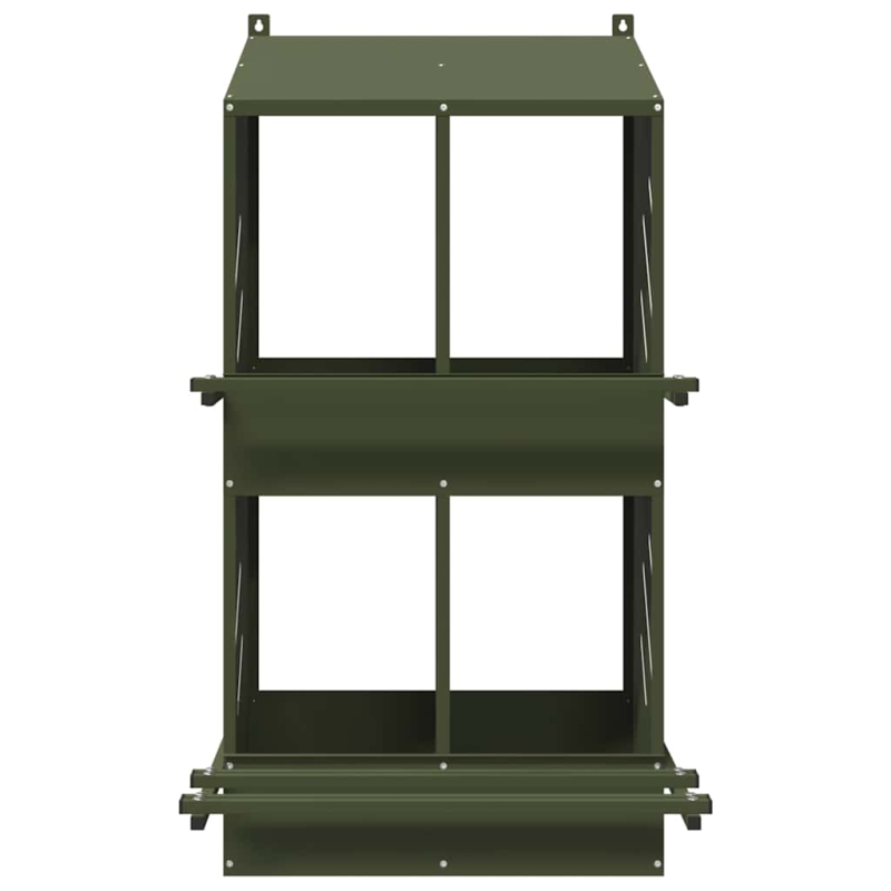 Hühner-Nistkasten mit 4 Fächern Olivgrün Metall