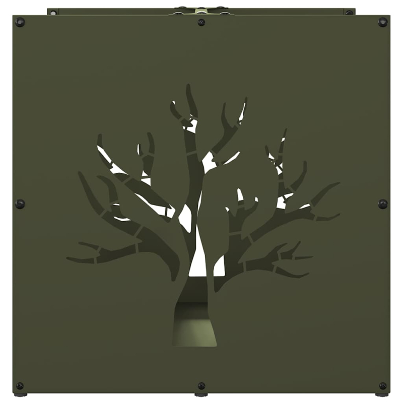 Brennholzregal Olivgrün 40x40x40 cm Kaltgewalzter Stahl