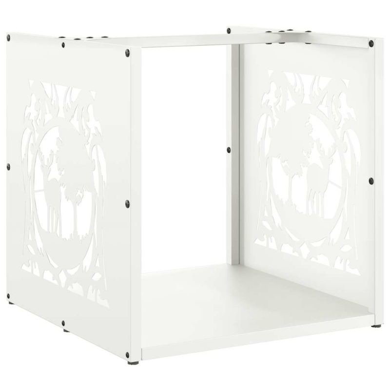 Brennholzregal Weiß 40x40x40 cm Kaltgewalzter Stahl