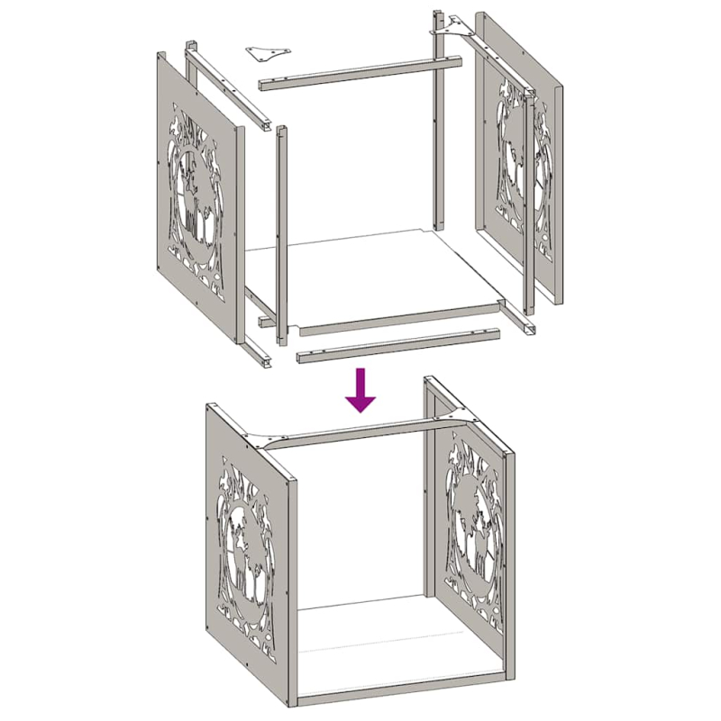 Brennholzregal Weiß 40x40x40 cm Kaltgewalzter Stahl