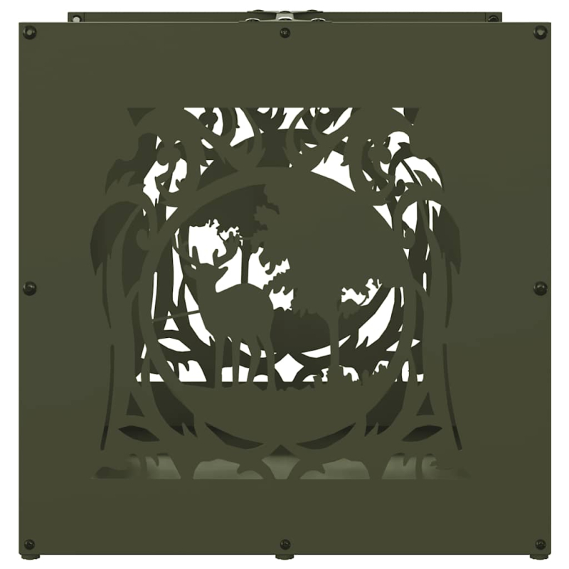 Brennholzregal Olivgrün 40x40x40 cm Kaltgewalzter Stahl