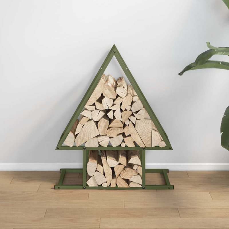 Brennholzregal Olivgrün 50x25x60 cm Kaltgewalzter Stahl