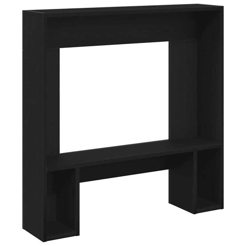 Kaminumrandung Schwarz Eichen-Optik 81x18x82 cm Holzwerkstoff