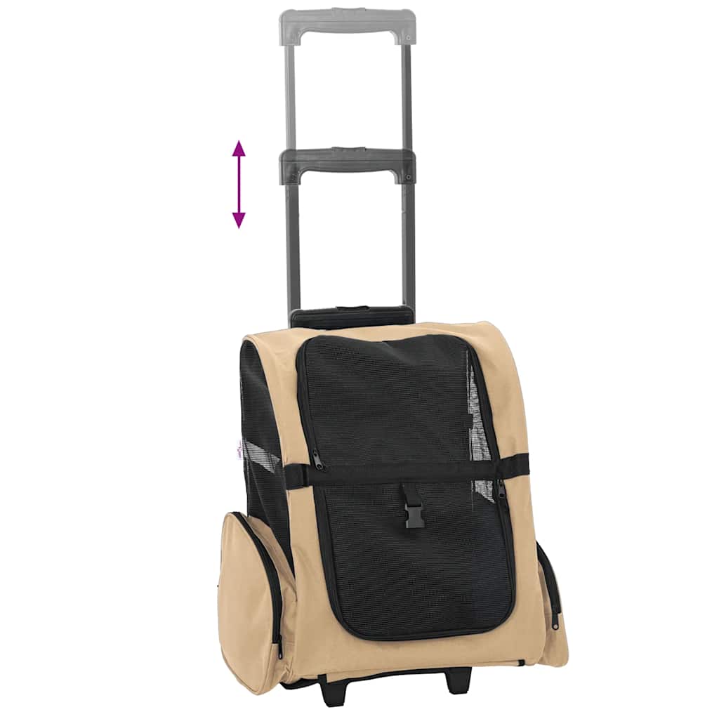 Trolley für Haustiere 3-in-1 Sandfarbe 48x32x57 cm cm Oxford-Gewebe