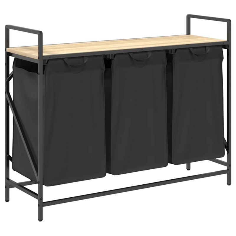 Wäschekorb 3 Fächer mit Ablage Sonoma-Eiche