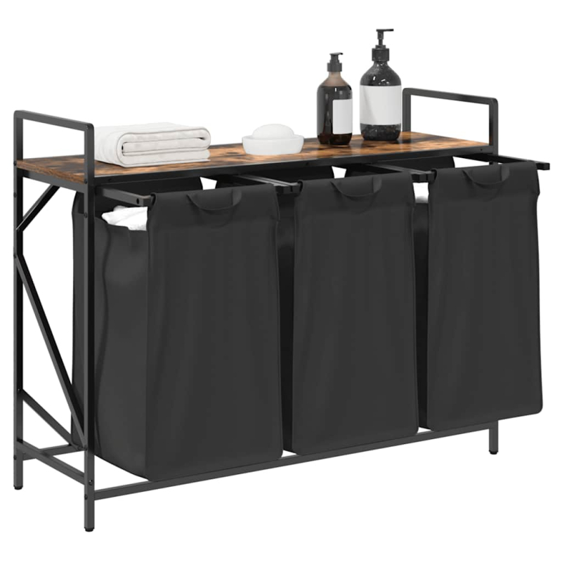 Wäschekorb 3 Fächer mit Ablage Räuchereiche